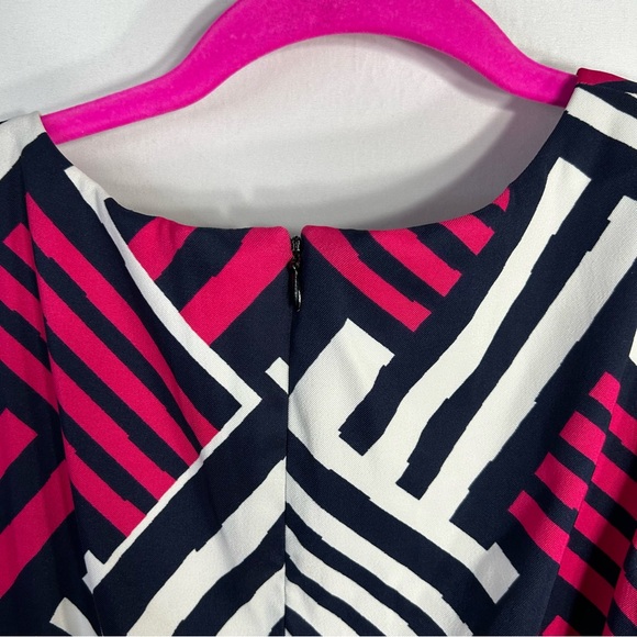 Kim Rogers Bright Geometric Pattern Vintage Sheath Tailored Career Dress Sz 10 - Picture 8 of 11